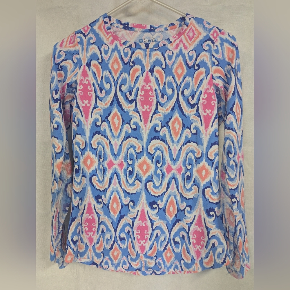 IBKUL Women's Vibrant Blue and Pink Blouse XS